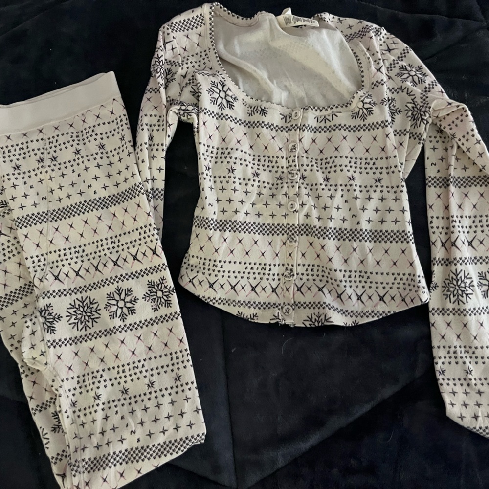 SKIMS Cream and Black Pajama Set
